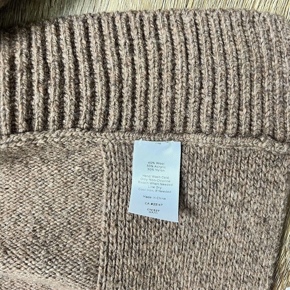Talbots Wool Blend Ruana Poncho Women's Knit Sweater Tan Shawl One Size - Picture 8 of 8